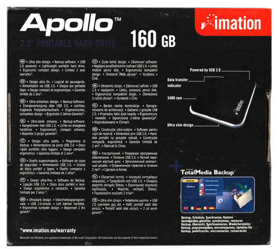 Коробка Imation Apollo 2.5 Hard Drive 160gb